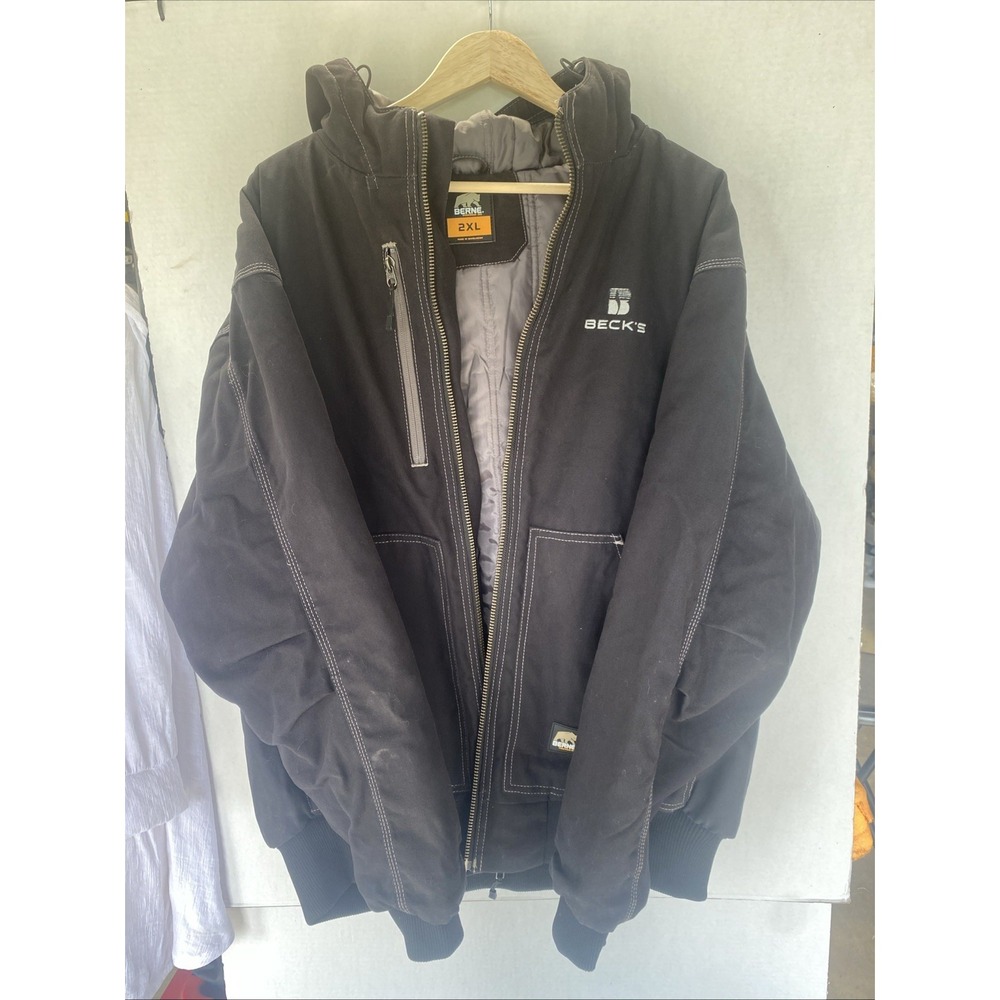 Berne Jacket Mens 2XL Tall Black Highland Duck Canvas Active Work Coat Pleated